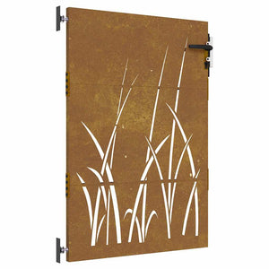 Cancello da Giardino 85x125 cm in Acciaio Corten Design Erba 153222