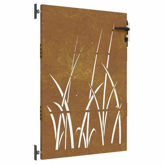 Cancello da Giardino 85x125 cm in Acciaio Corten Design Erba 153222