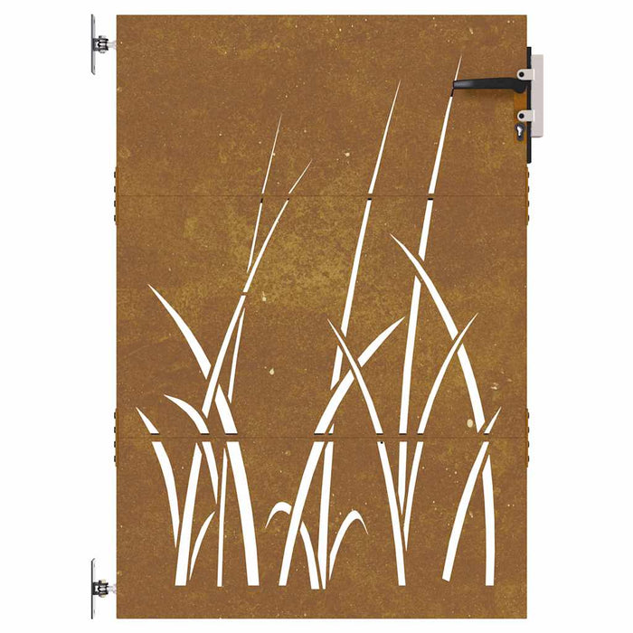 Cancello da Giardino 85x125 cm in Acciaio Corten Design Erba 153222