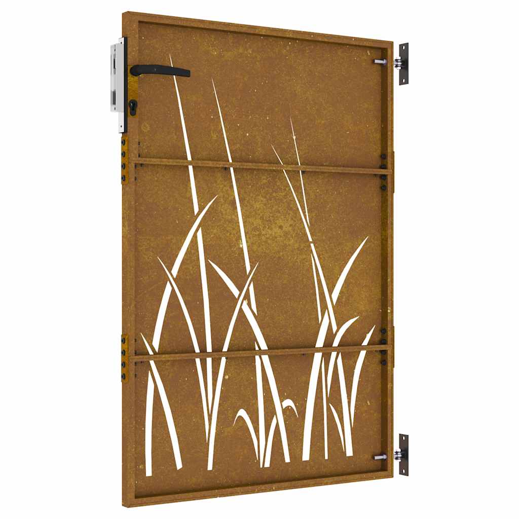 Cancello da Giardino 85x125 cm in Acciaio Corten Design Erba 153222