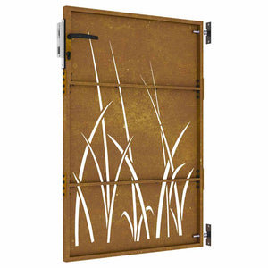 Cancello da Giardino 85x125 cm in Acciaio Corten Design Erba 153222