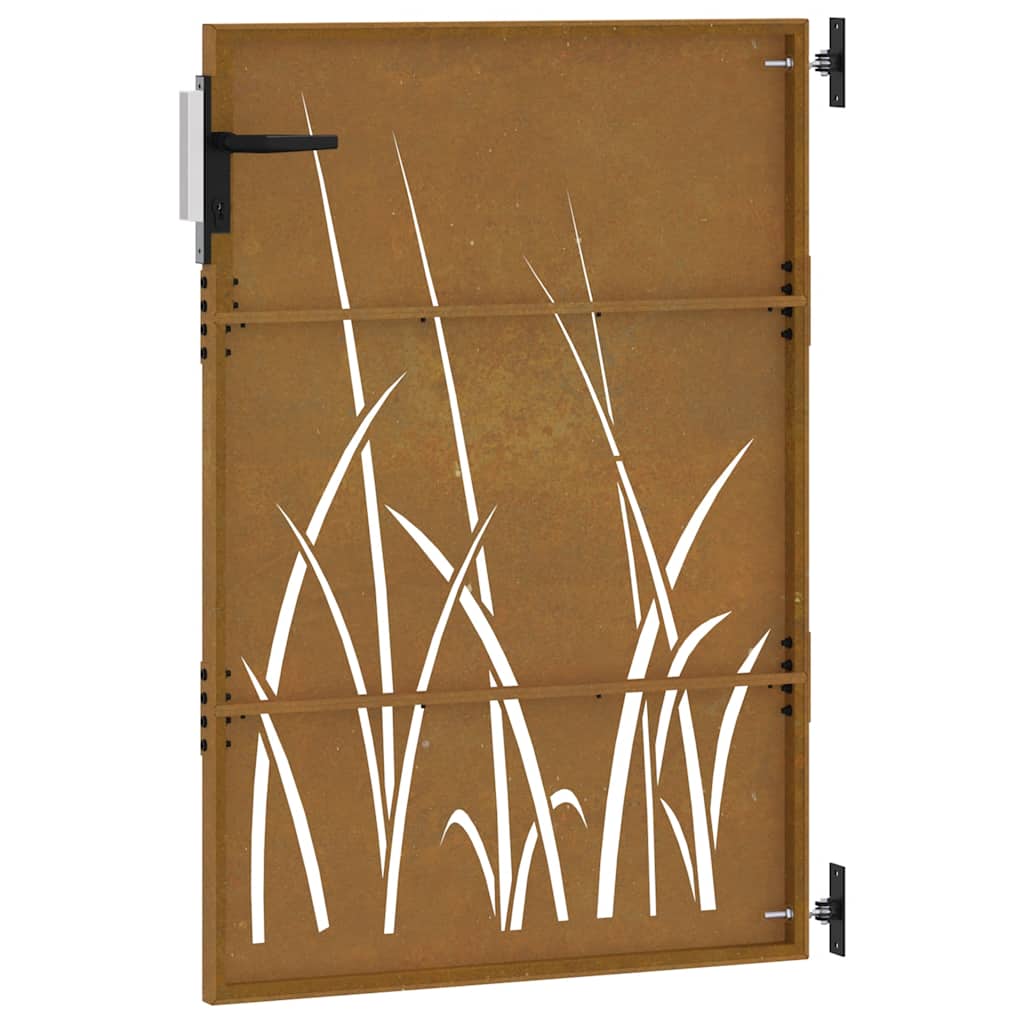 Cancello da Giardino 85x125 cm in Acciaio Corten Design Erba 153222