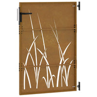 Cancello da Giardino 85x125 cm in Acciaio Corten Design Erba 153222