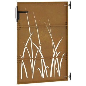 Cancello da Giardino 85x125 cm in Acciaio Corten Design Erba 153222