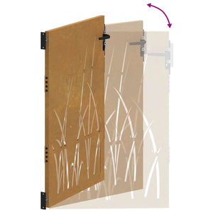 Cancello da Giardino 85x125 cm in Acciaio Corten Design Erba 153222