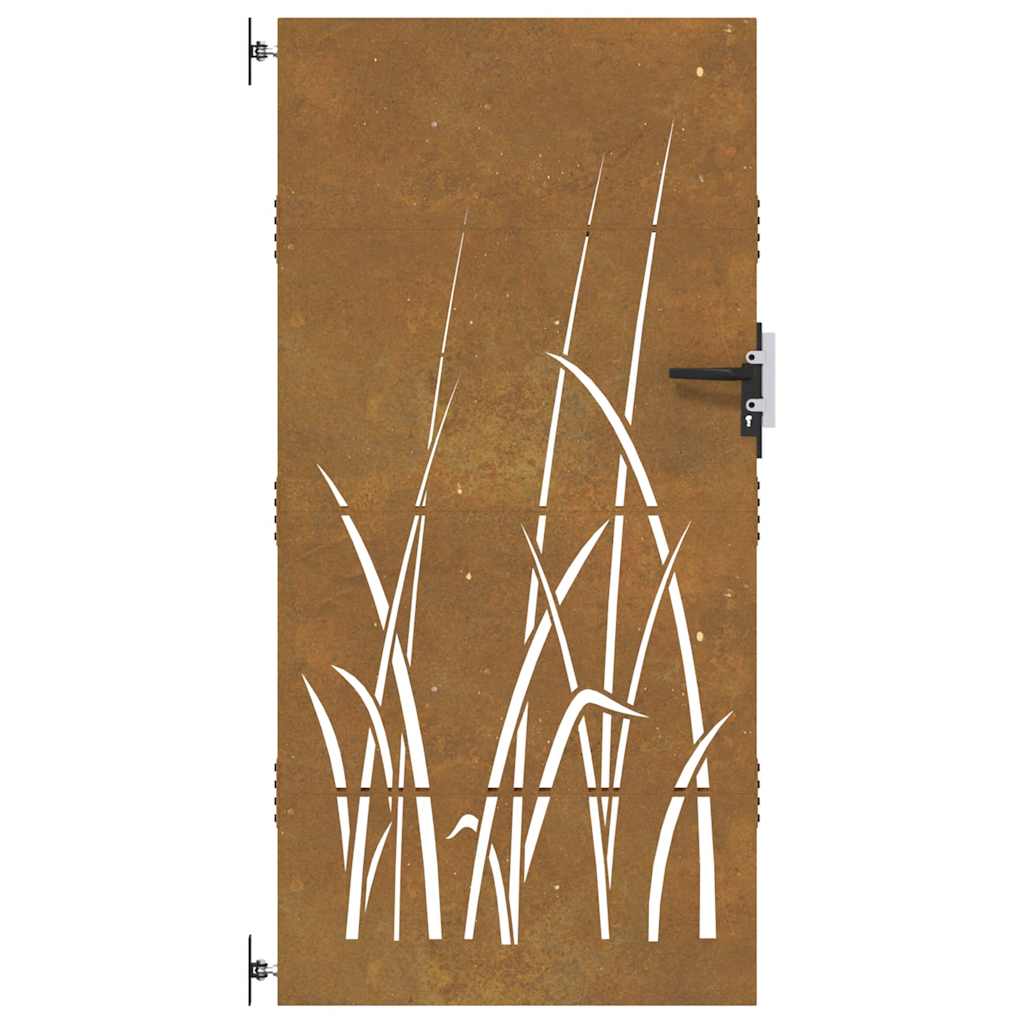 Cancello da Giardino 85x200 cm in Acciaio Corten Design Erba