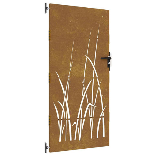 Cancello da Giardino 85x200 cm in Acciaio Corten Design Erba 153225