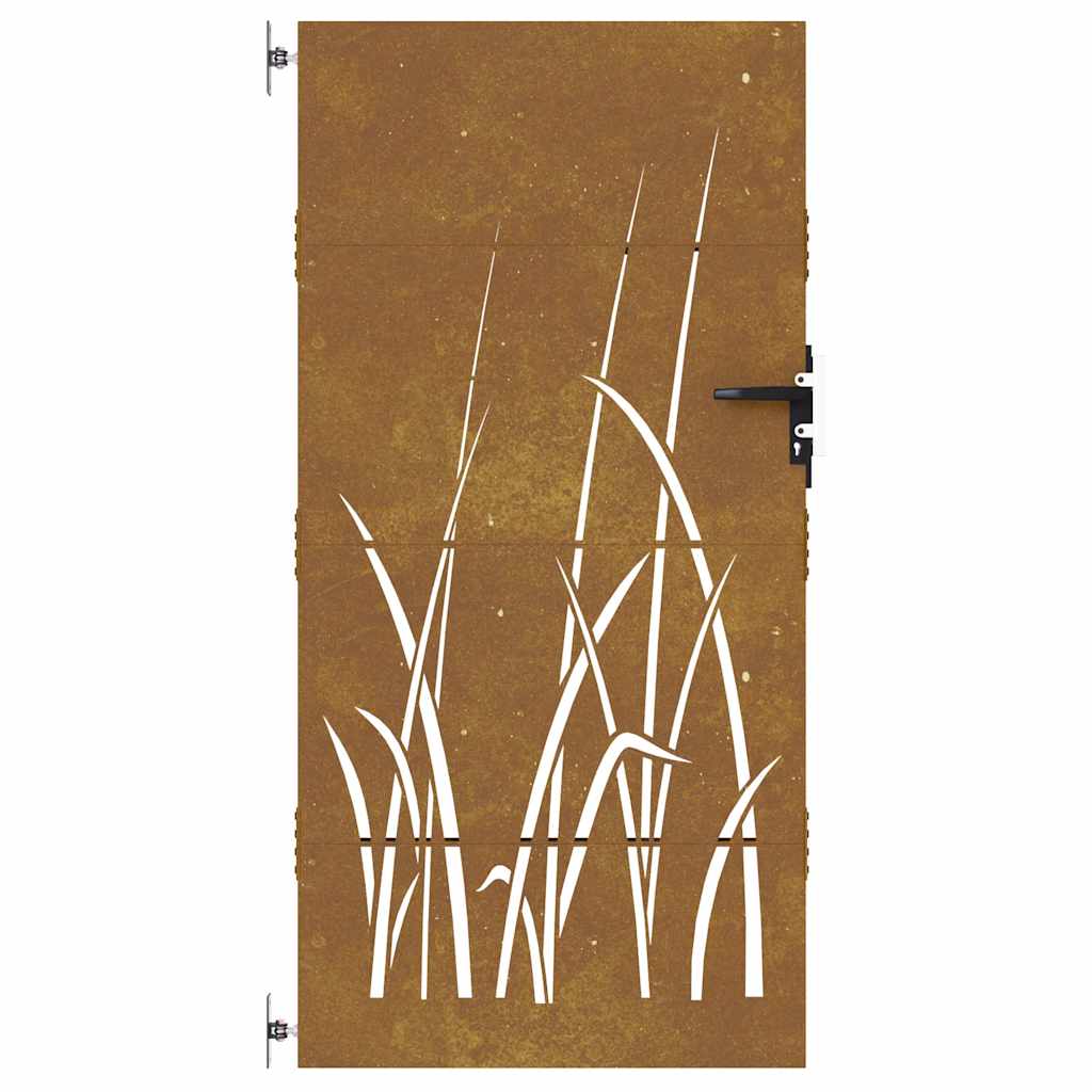 Cancello da Giardino 85x200 cm in Acciaio Corten Design Erba 153225
