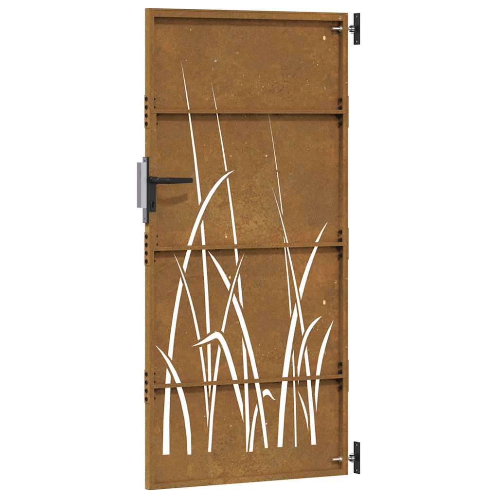 Cancello da Giardino 85x200 cm in Acciaio Corten Design Erba