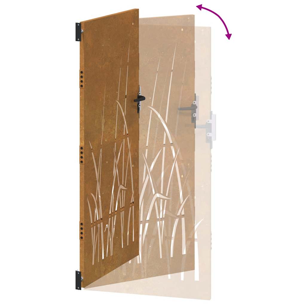 Cancello da Giardino 85x200 cm in Acciaio Corten Design Erba