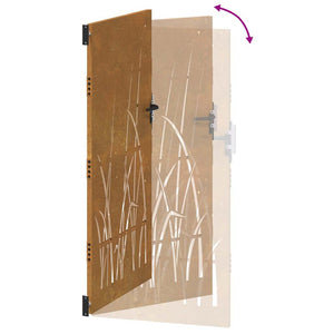 Cancello da Giardino 85x200 cm in Acciaio Corten Design Erba