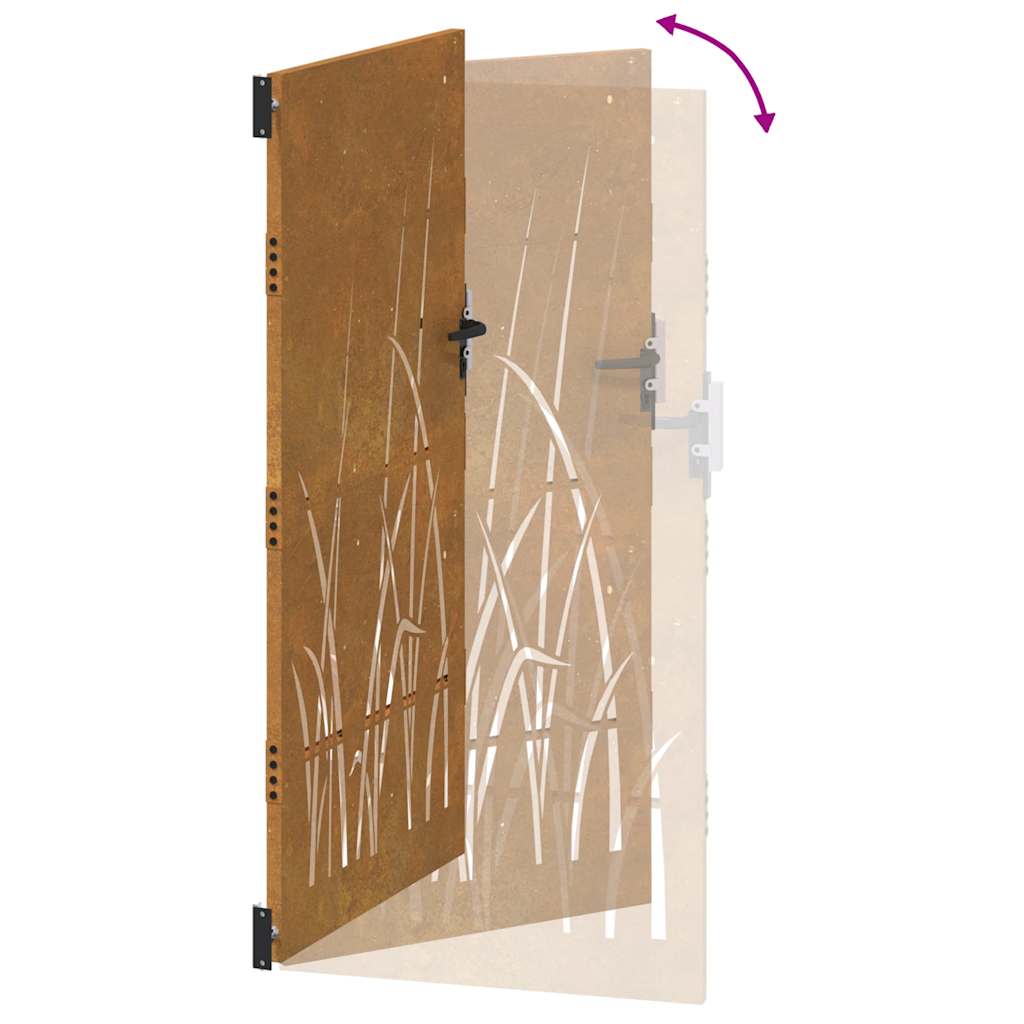 Cancello da Giardino 85x200 cm in Acciaio Corten Design Erba 153225
