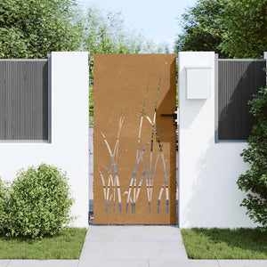 Cancello da Giardino 85x200 cm in Acciaio Corten Design Erba