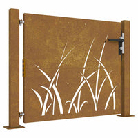 vidaXL Cancello da Giardino 105x80 cm in Acciaio Corten Design Erba
