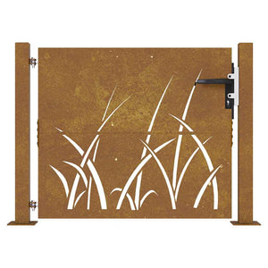 vidaXL Cancello da Giardino 105x80 cm in Acciaio Corten Design Erba