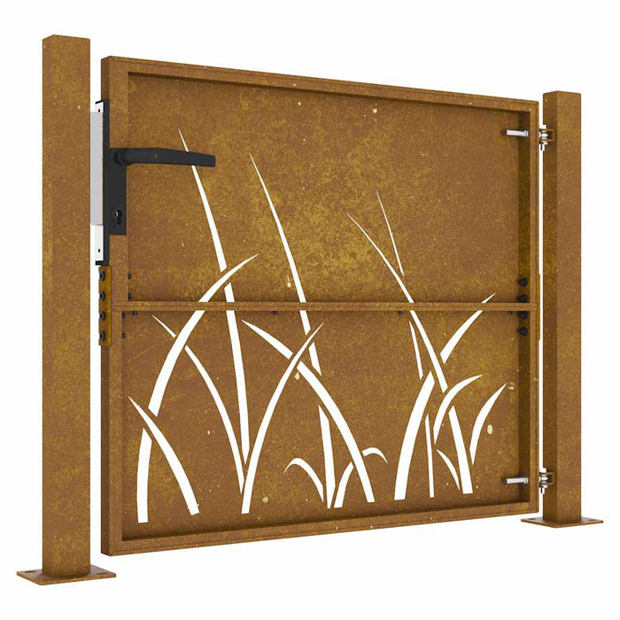 vidaXL Cancello da Giardino 105x80 cm in Acciaio Corten Design Erba