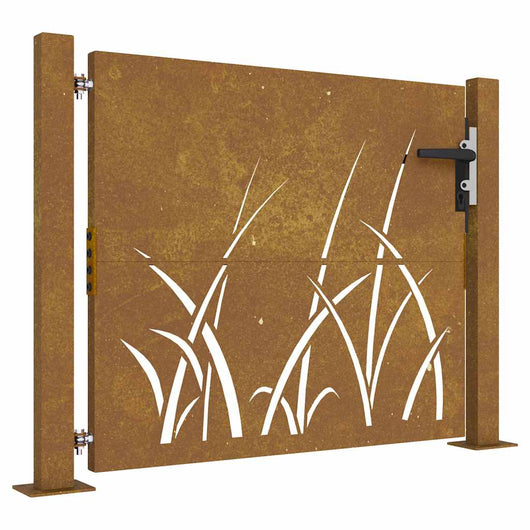 Cancello da Giardino 105x105 cm in Acciaio Corten Design Erba 153227