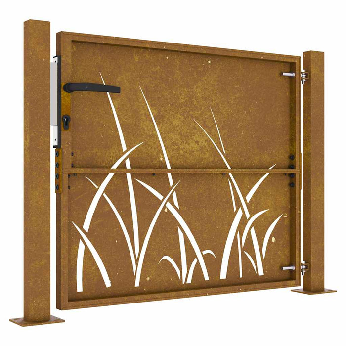 Cancello da Giardino 105x105 cm in Acciaio Corten Design Erba