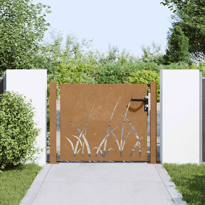 Cancello da Giardino 105x105 cm in Acciaio Corten Design Erba