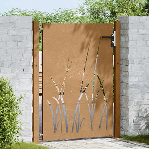 Cancello da Giardino 105x130 cm in Acciaio Corten Design Erba