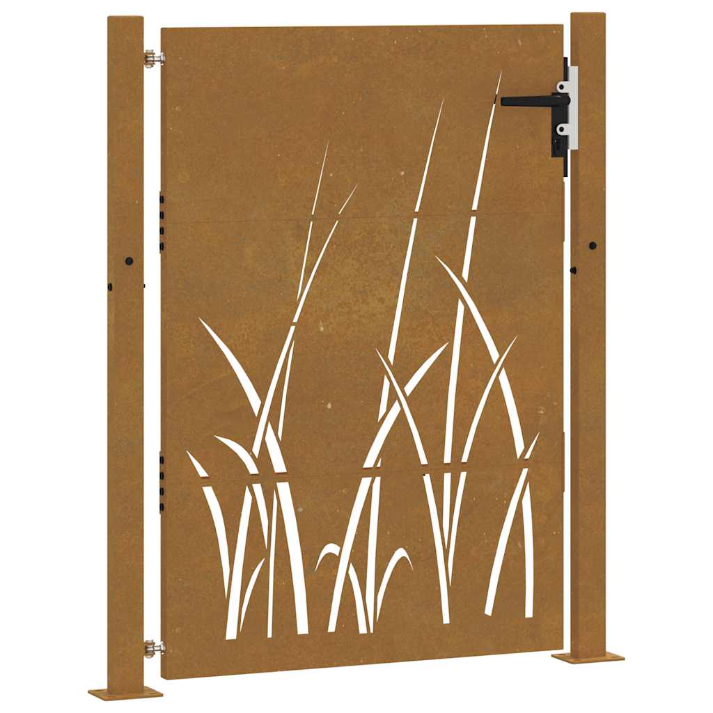 Cancello da Giardino 105x130 cm in Acciaio Corten Design Erba