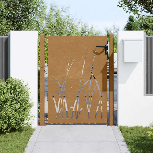 Cancello da Giardino 105x130 cm in Acciaio Corten Design Erba 153228