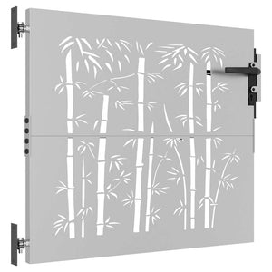 vidaXL Cancello da Giardino 85x75 cm in Acciaio Corten Design Bambù