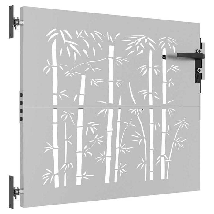 vidaXL Cancello da Giardino 85x75 cm in Acciaio Corten Design Bambù