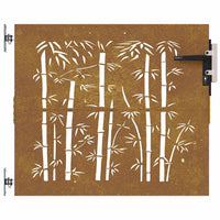 Cancello da Giardino 85x75 cm in Acciaio Corten Design Bambù 153232