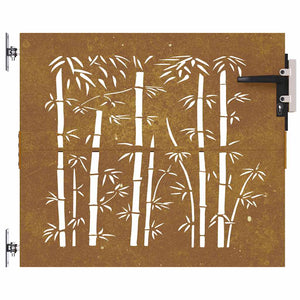 Cancello da Giardino 85x75 cm in Acciaio Corten Design Bambù 153232