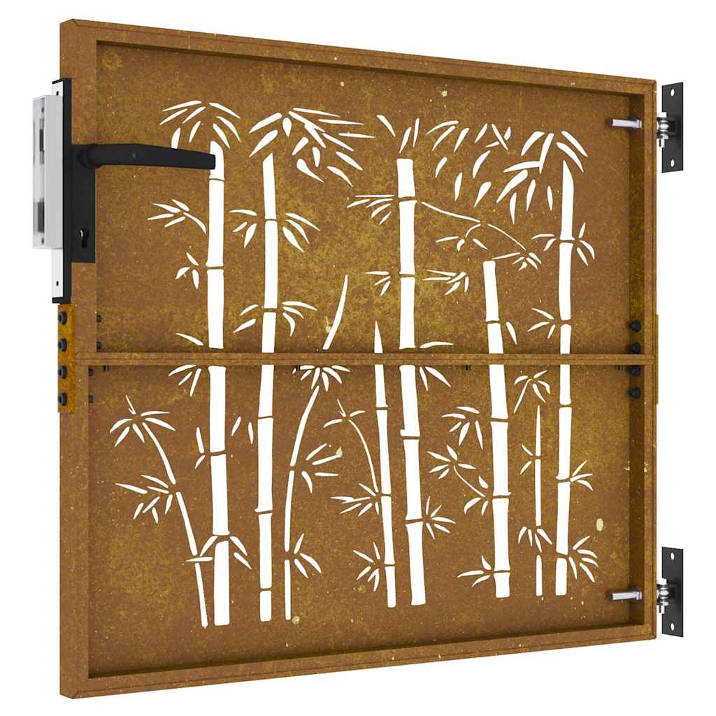 Cancello da Giardino 85x75 cm in Acciaio Corten Design Bambù 153232