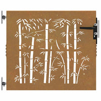 Cancello da Giardino 85x100 cm in Acciaio Corten Design Bambù