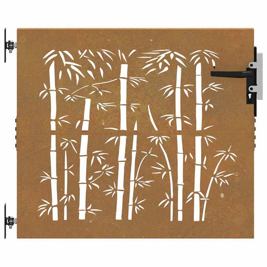 Cancello da Giardino 85x100 cm in Acciaio Corten Design Bambù 153233