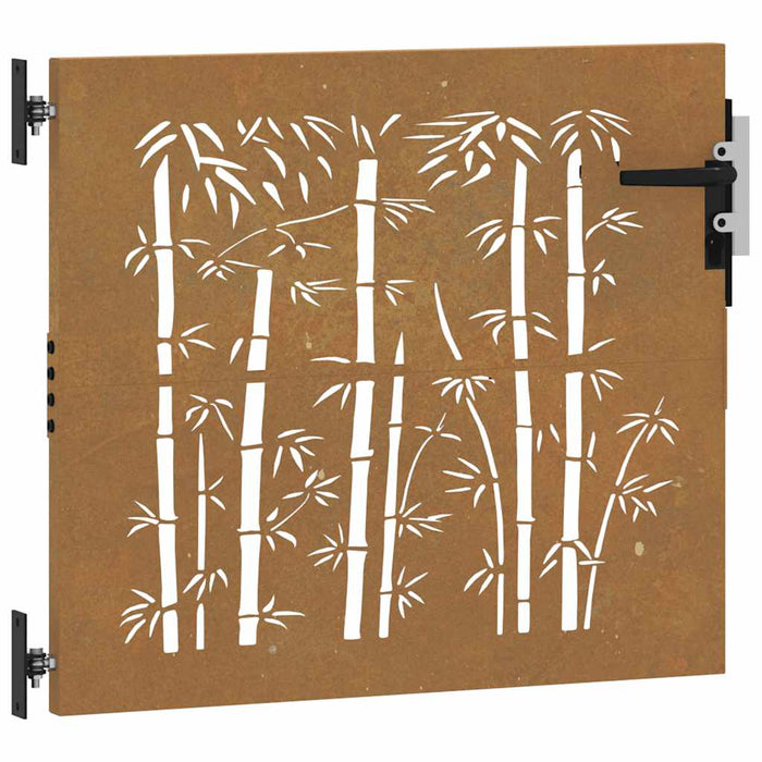 Cancello da Giardino 85x100 cm in Acciaio Corten Design Bambù