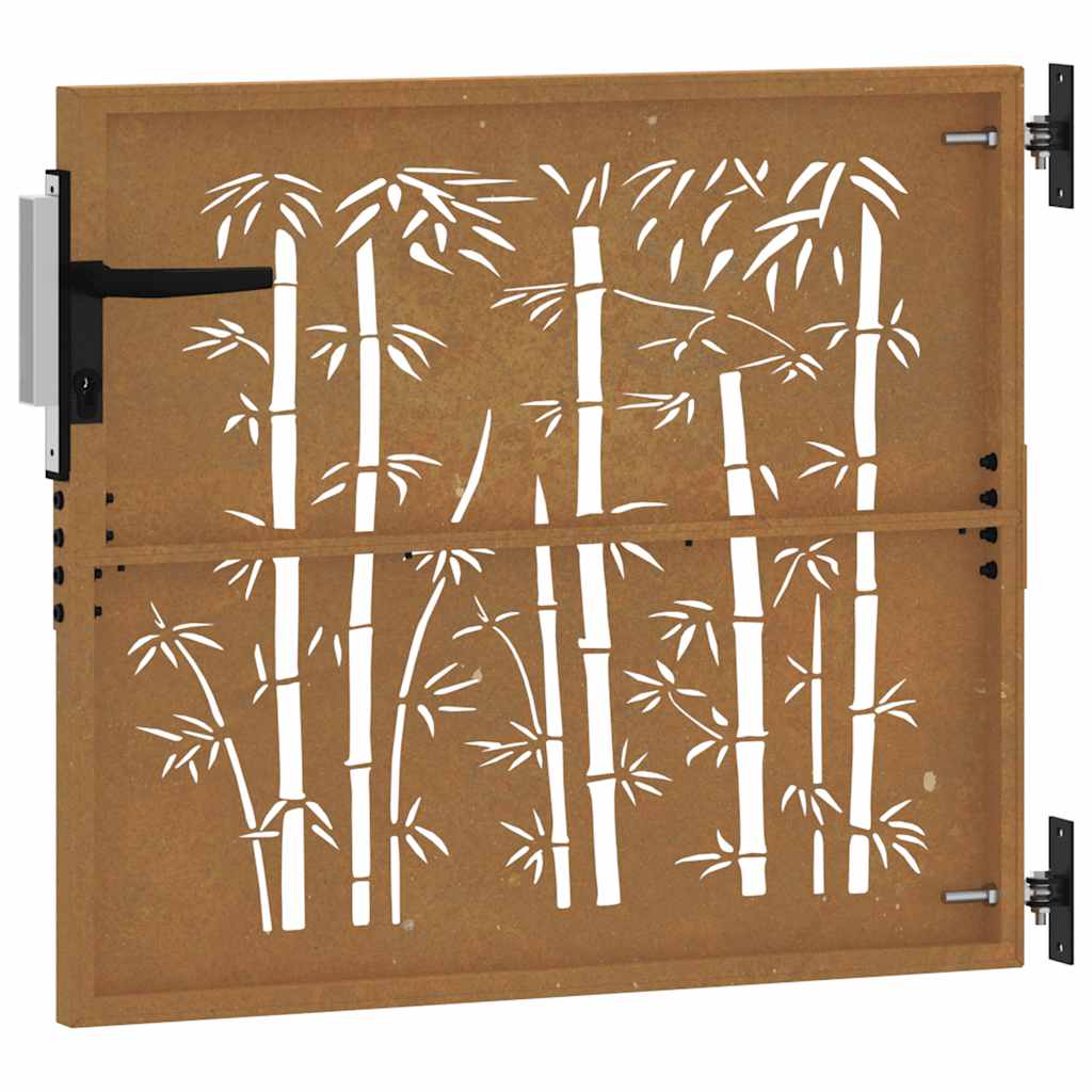 Cancello da Giardino 85x100 cm in Acciaio Corten Design Bambù