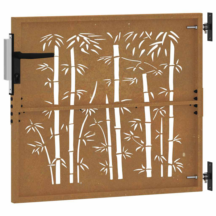 Cancello da Giardino 85x100 cm in Acciaio Corten Design Bambù