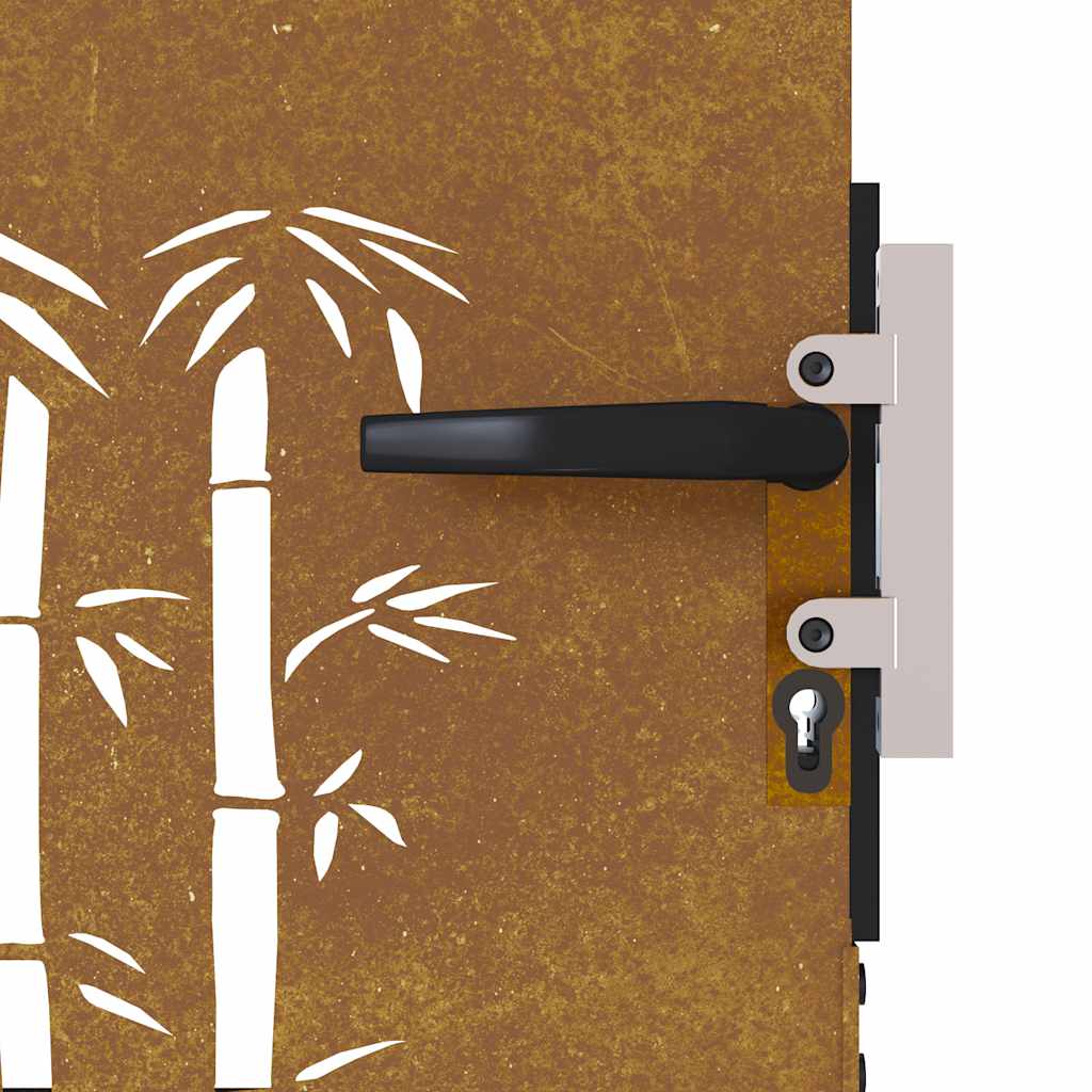 Cancello da Giardino 85x100 cm in Acciaio Corten Design Bambù