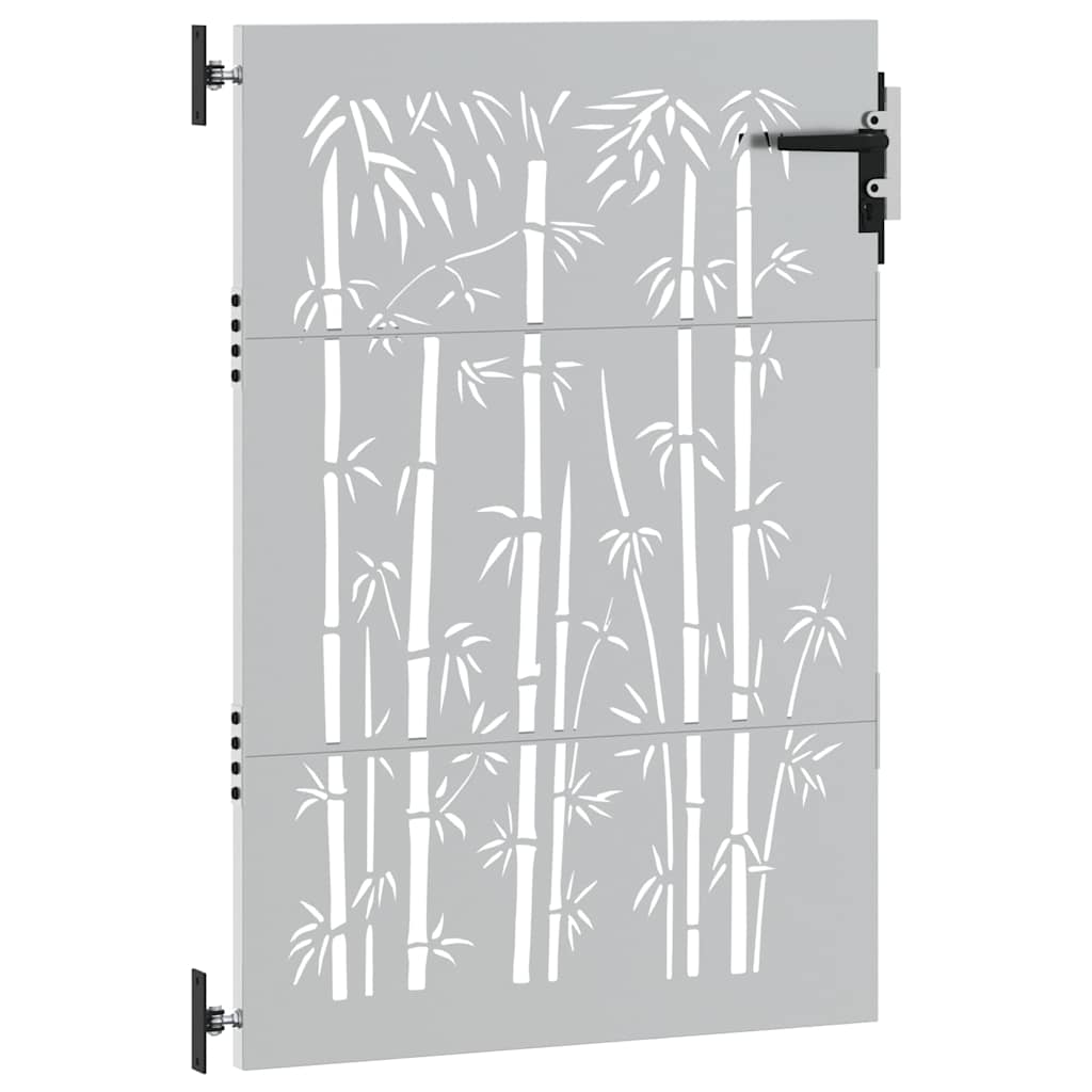 Cancello da Giardino 85x125 cm in Acciaio Corten Design Bambù 153234
