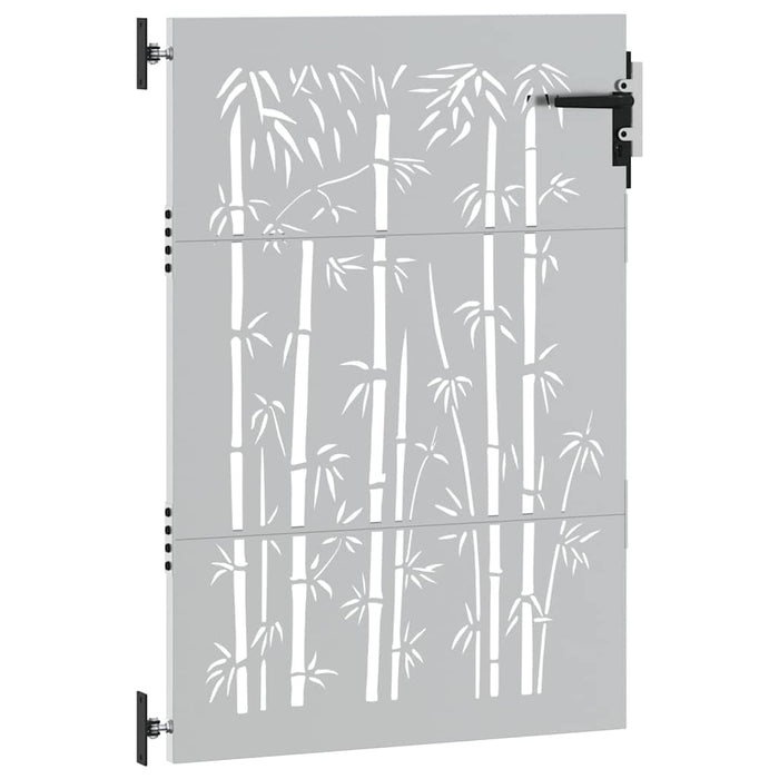 Cancello da Giardino 85x125 cm in Acciaio Corten Design Bambù 153234