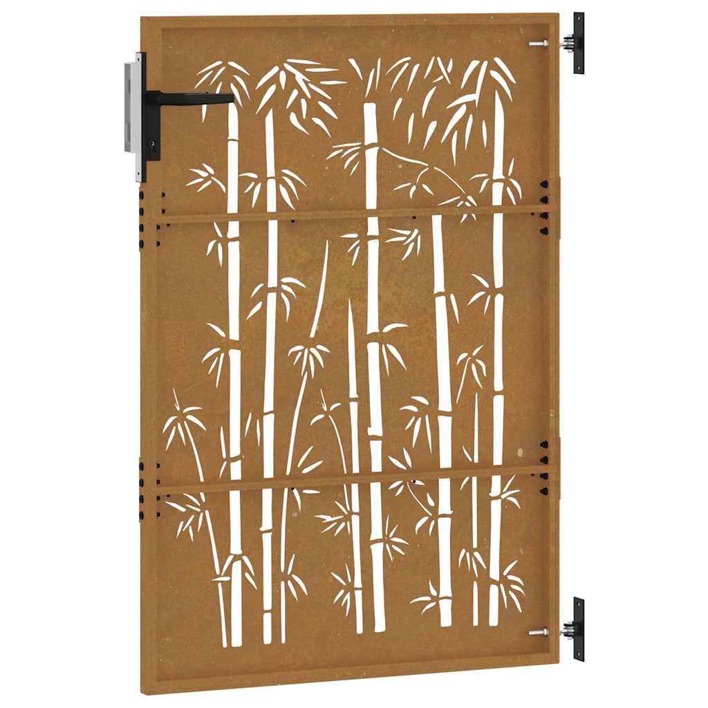 Cancello da Giardino 85x125 cm in Acciaio Corten Design Bambù 153234
