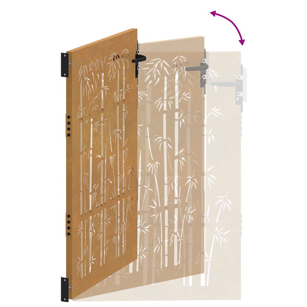 Cancello da Giardino 85x125 cm in Acciaio Corten Design Bambù 153234