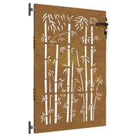 Cancello da Giardino 85x150 cm in Acciaio Corten Design Bambù 153235