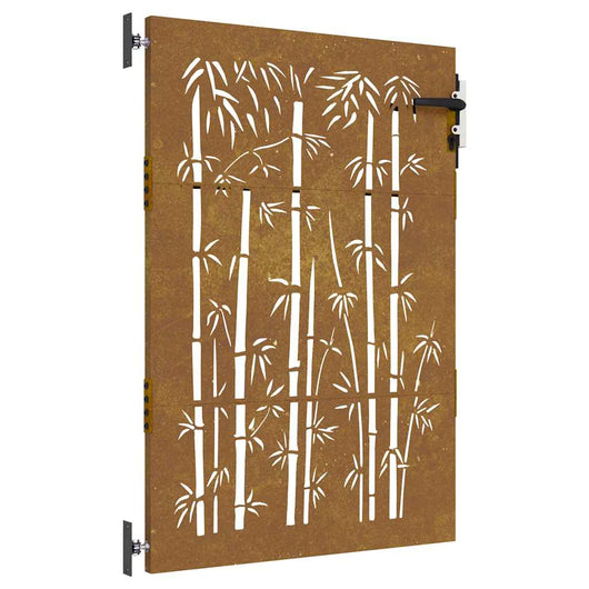 Cancello da Giardino 85x150 cm in Acciaio Corten Design Bambù 153235