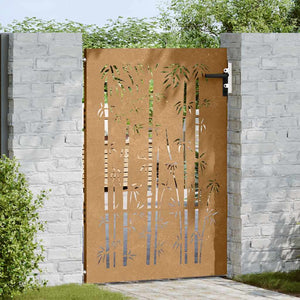 Cancello da Giardino 85x150 cm in Acciaio Corten Design Bambù 153235