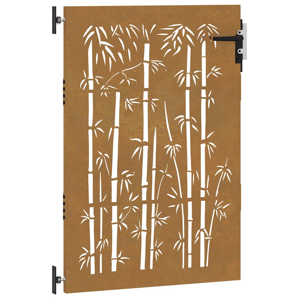 Cancello da Giardino 85x150 cm in Acciaio Corten Design Bambù