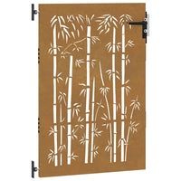 Cancello da Giardino 85x150 cm in Acciaio Corten Design Bambù
