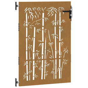 Cancello da Giardino 85x150 cm in Acciaio Corten Design Bambù