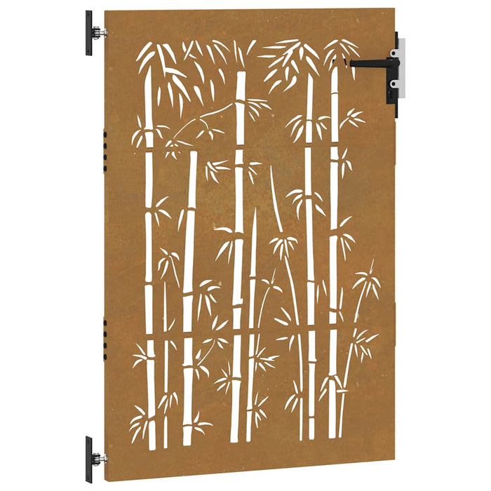 Cancello da Giardino 85x150 cm in Acciaio Corten Design Bambù