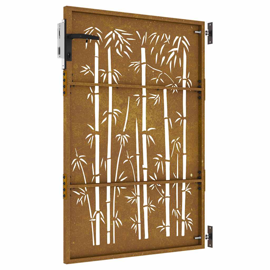 Cancello da Giardino 85x150 cm in Acciaio Corten Design Bambù 153235