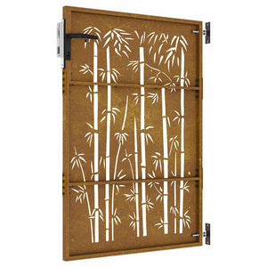 Cancello da Giardino 85x150 cm in Acciaio Corten Design Bambù 153235